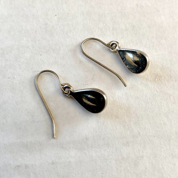 Vintage Silver Tone Rhinestone Tear Drop Earrings - Picture 2 of 3